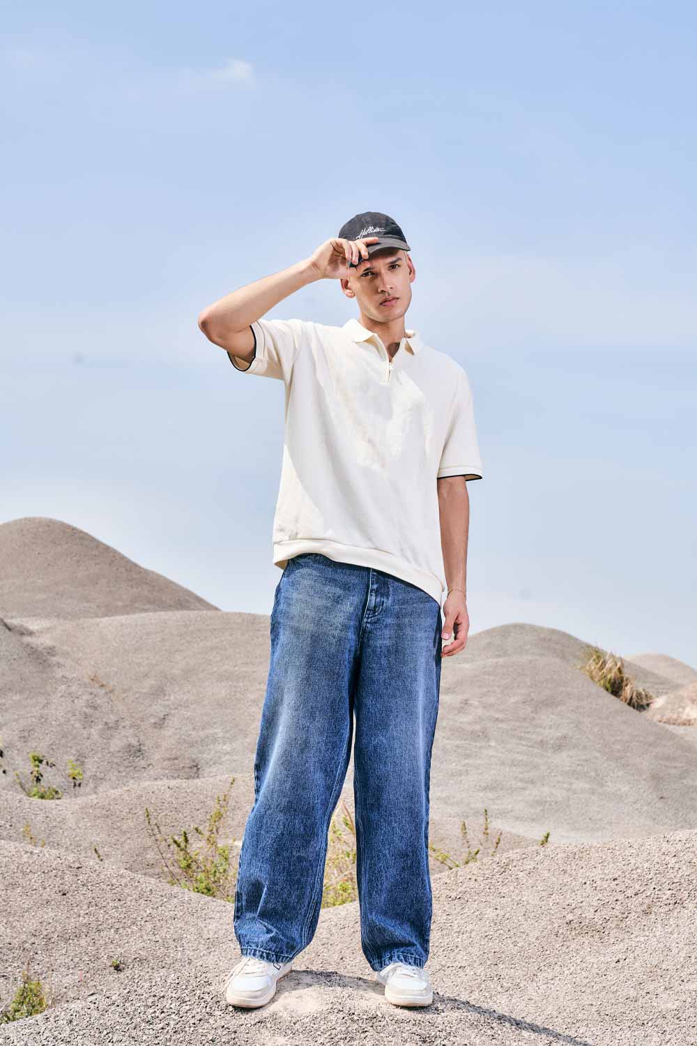 Blue Faded Wide Leg Jeans - BonkersCorner