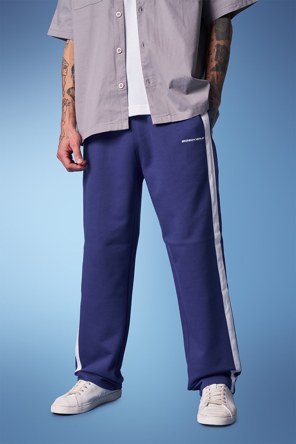 Blue Sporty Straight Fit Pants - BonkersCorner