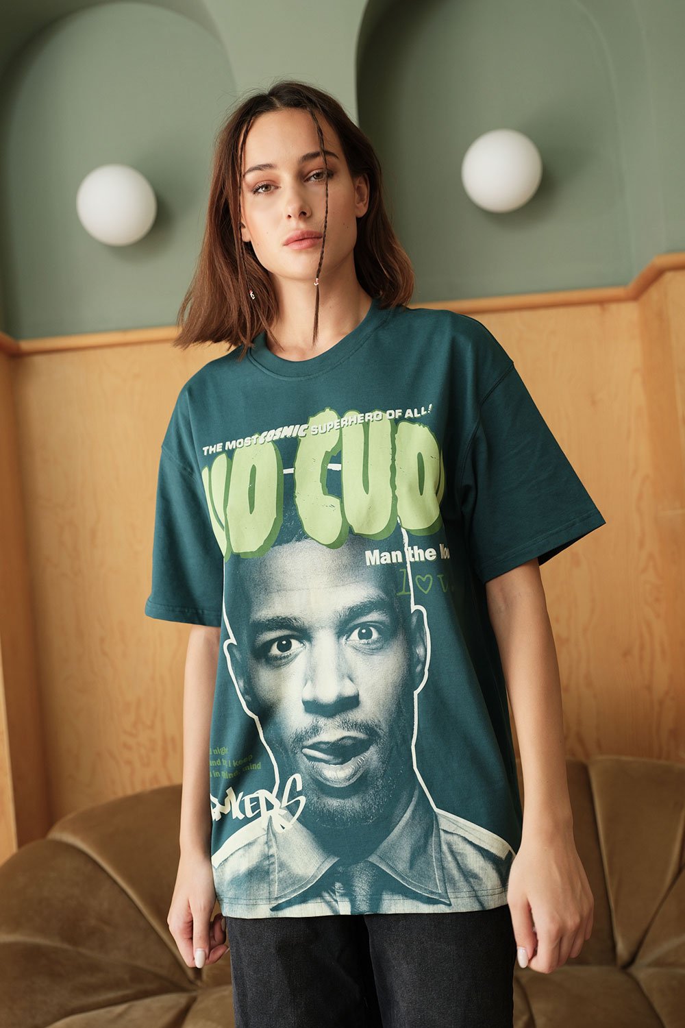 Bottle Green Kid Cudi Oversized T-shirt - BonkersCorner