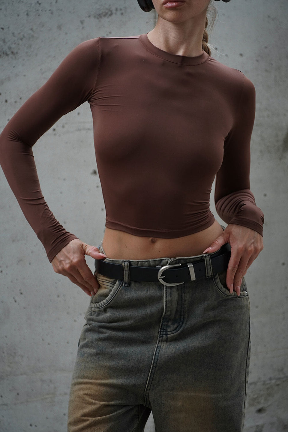 Buy Brown Full Sleeves Polyamide Top for Women Online at Rs.899.00 ...