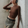 Brown Full Sleeves Polyamide Top - BonkersCorner