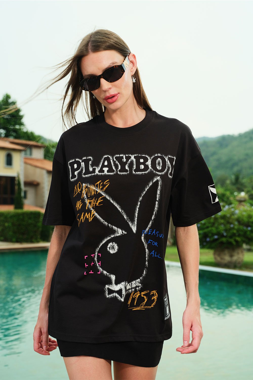 Chalkboard Bunny  Oversized T-shirt - BonkersCorner
