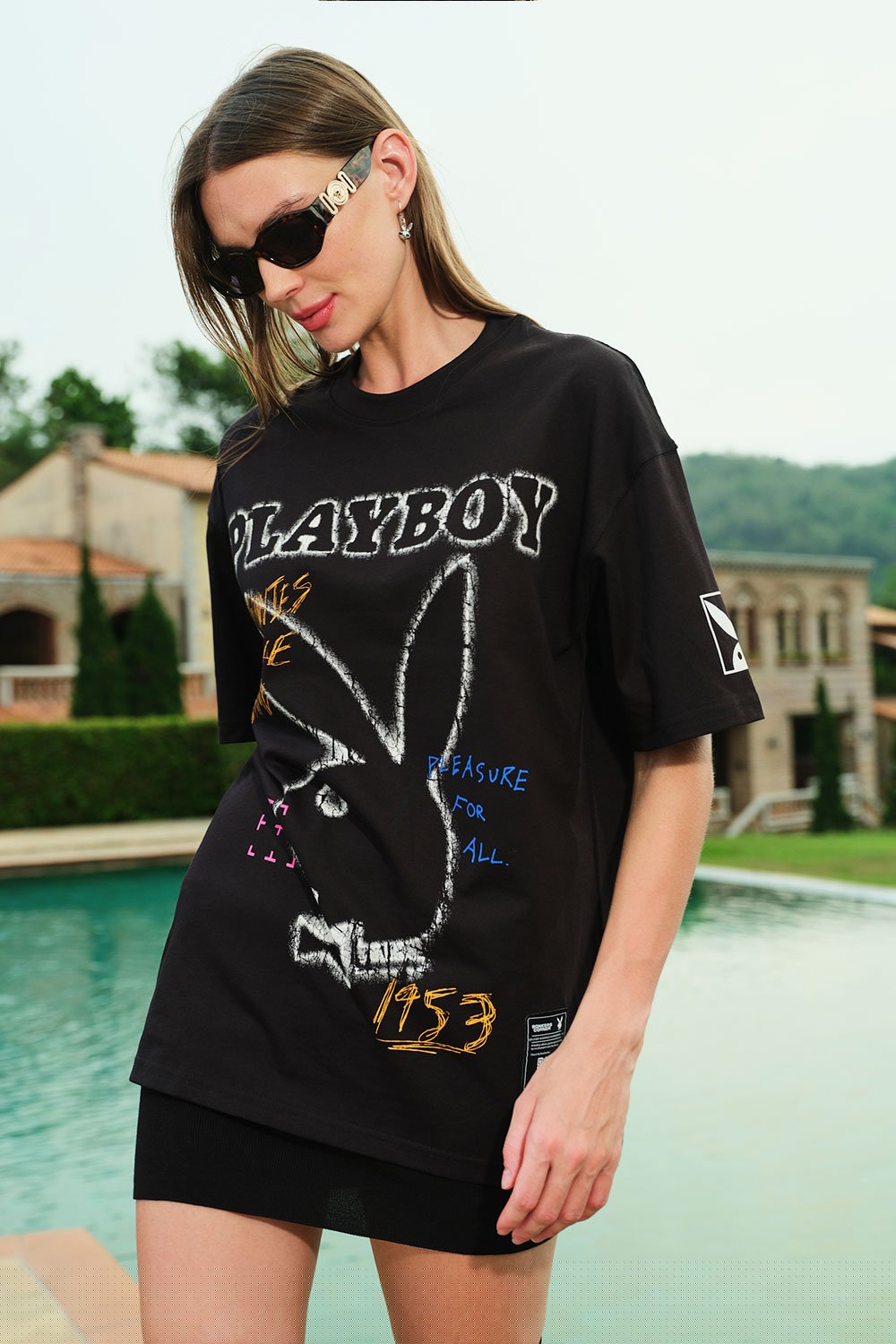 Chalkboard Bunny  Oversized T-shirt - BonkersCorner