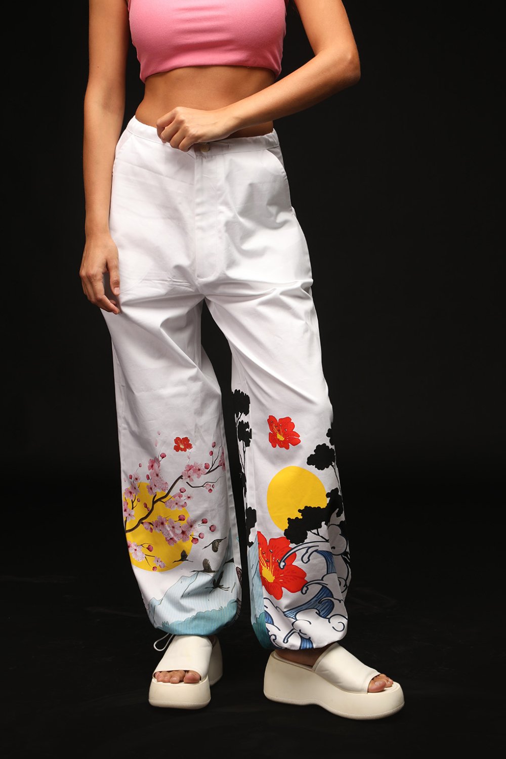 Cherry Blossom Parachute Pants - BonkersCorner
