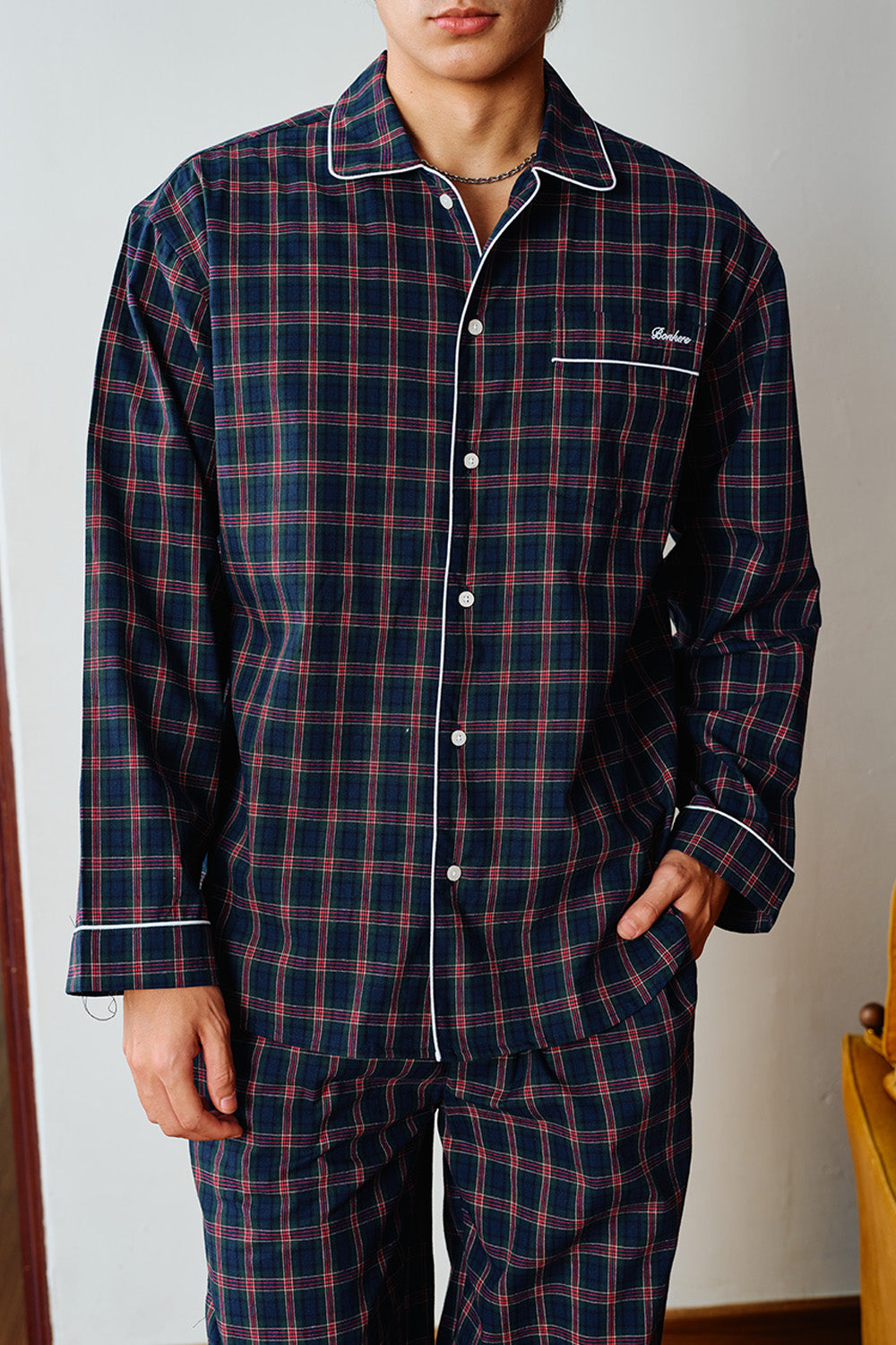 Classic Navy Plaid Pyjama Set