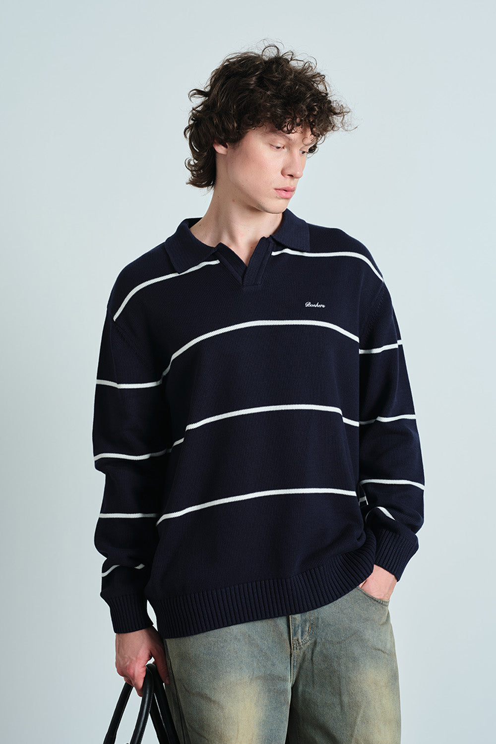 Courtside Stripe Knit Polo - BonkersCorner