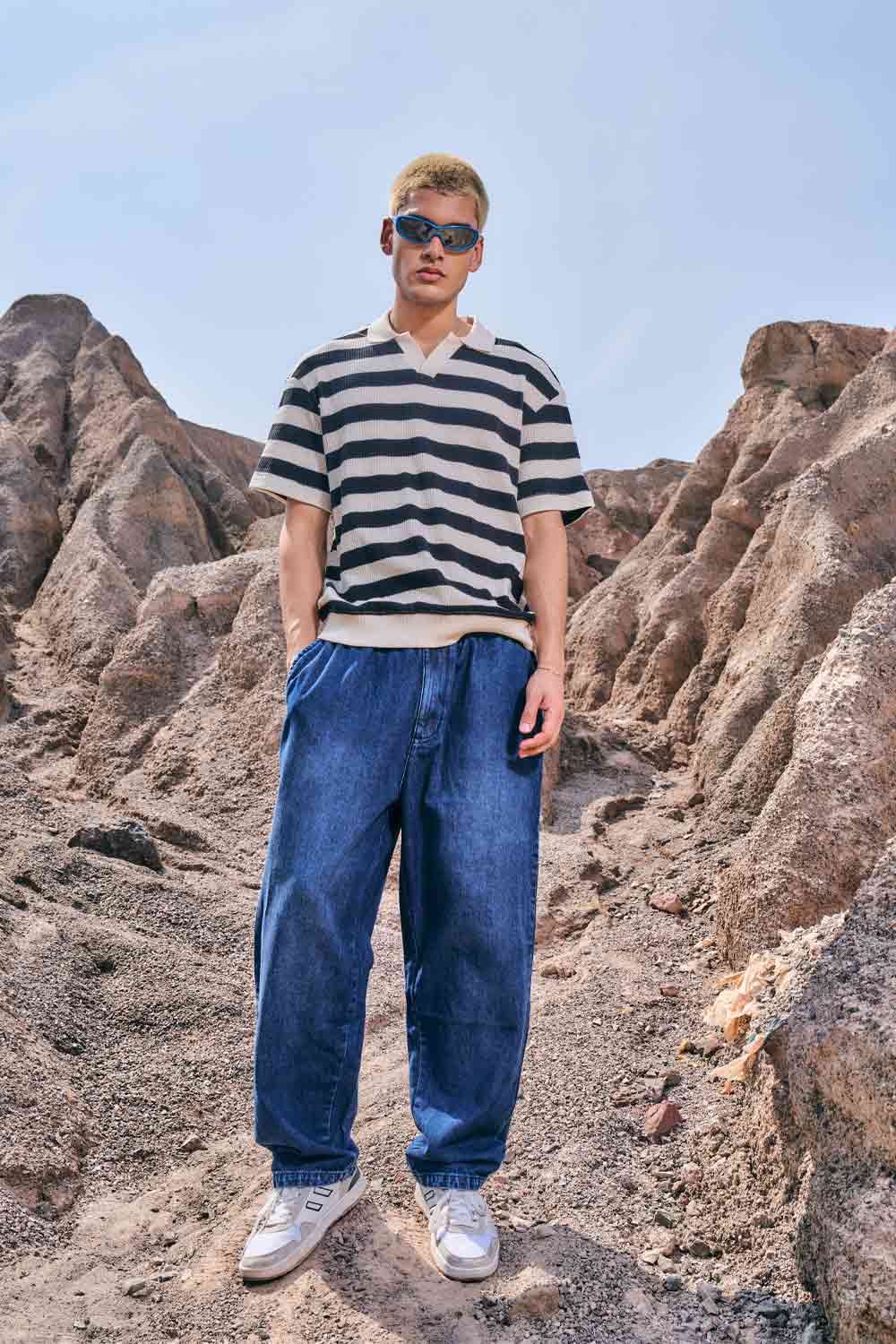 Dark Blue Loose Fit Baggy Jeans - BonkersCorner