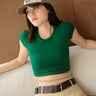 Dark Green Jersey Crop Top - BonkersCorner