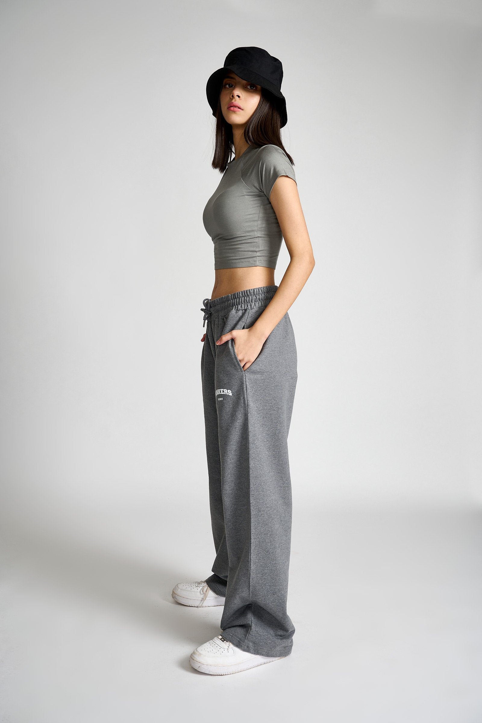 Dark Grey Melange Wide-Leg - BonkersCorner