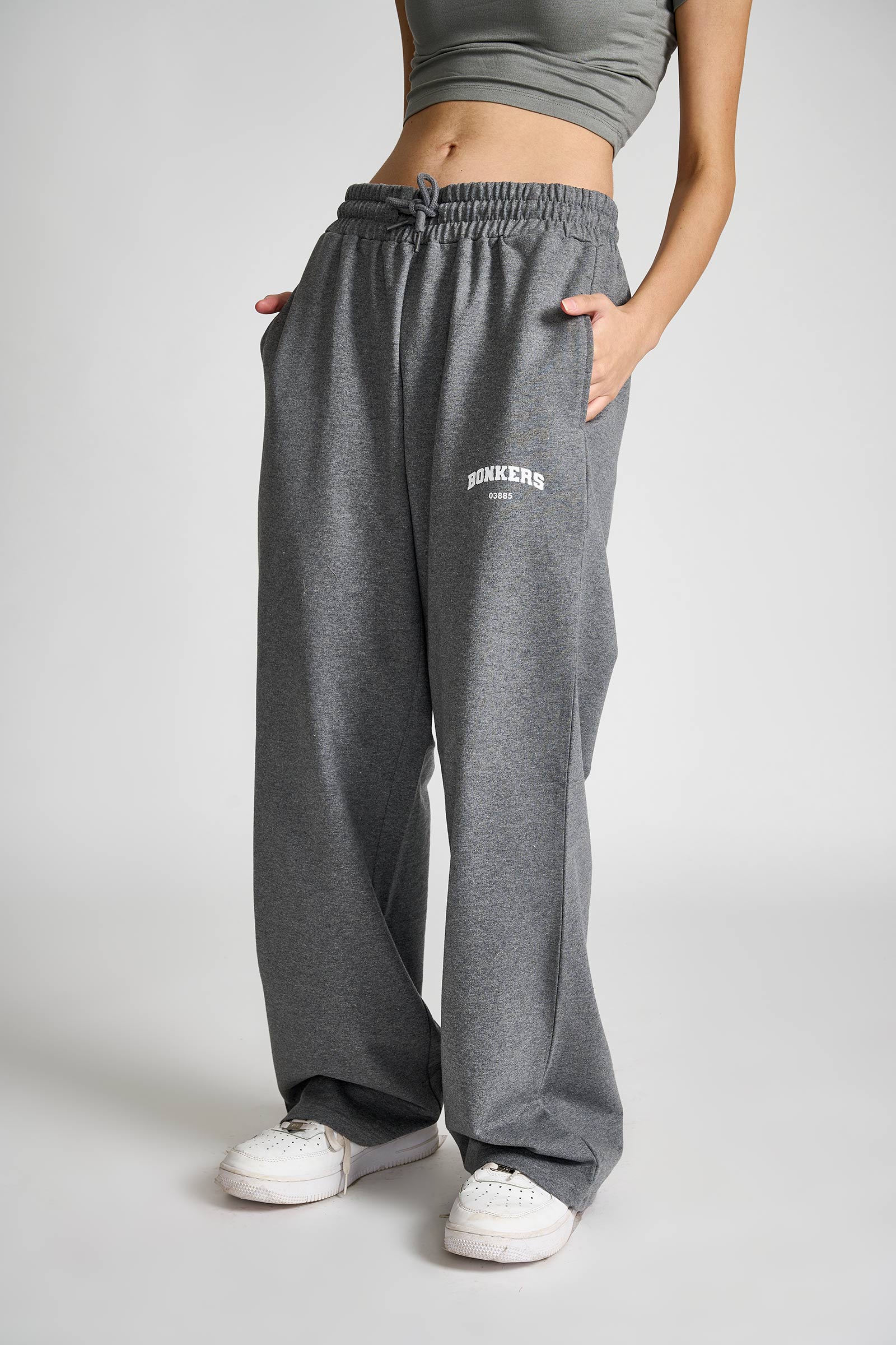 Dark Grey Melange Wide-Leg - BonkersCorner