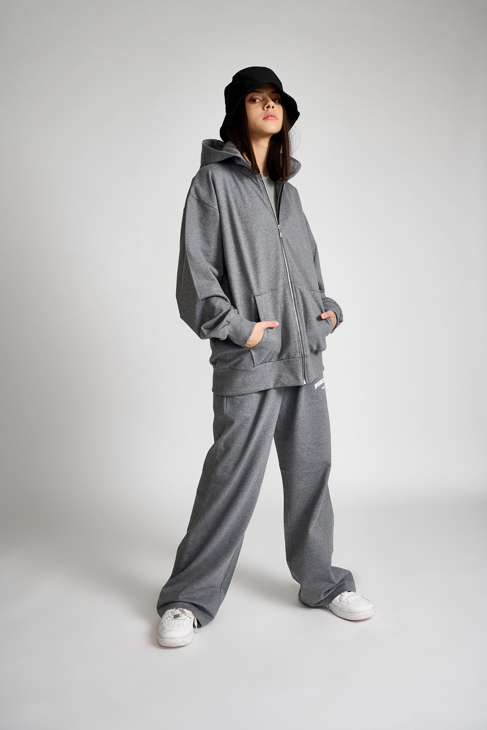 Dark Grey Melange Zipper - BonkersCorner