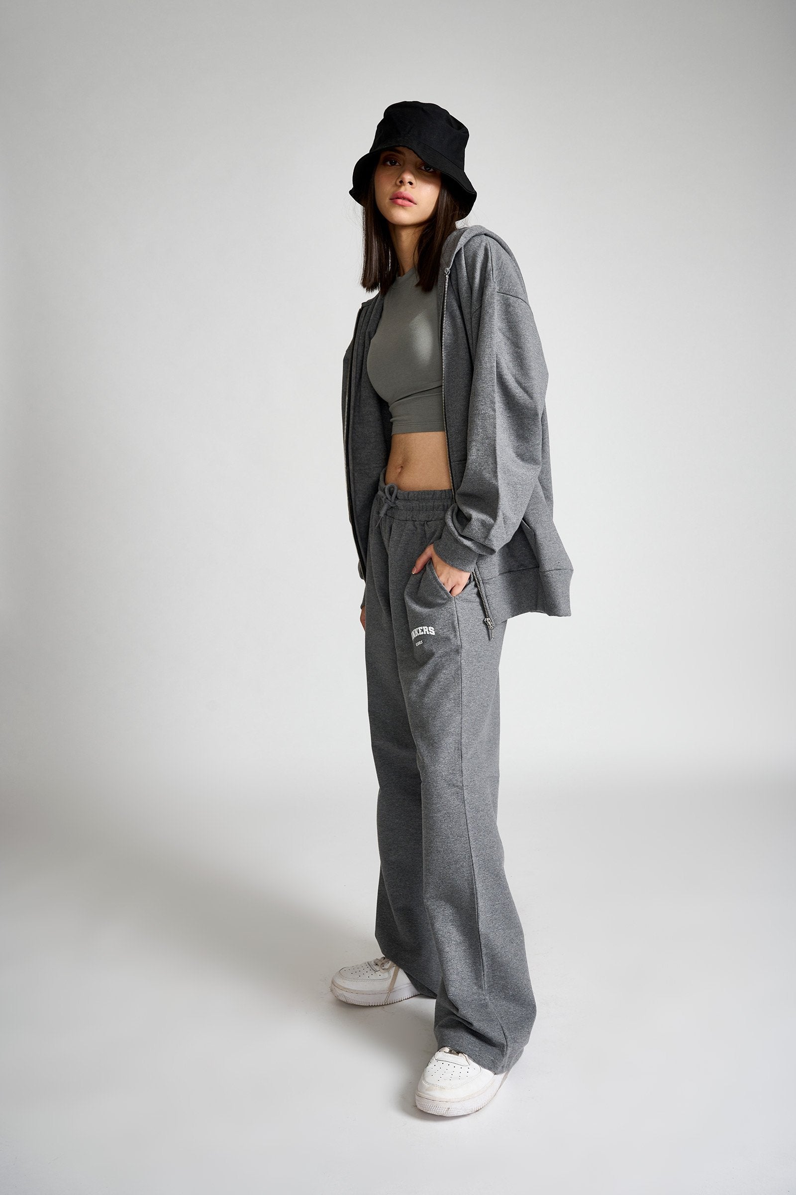 Dark Grey Melange Zipper - BonkersCorner