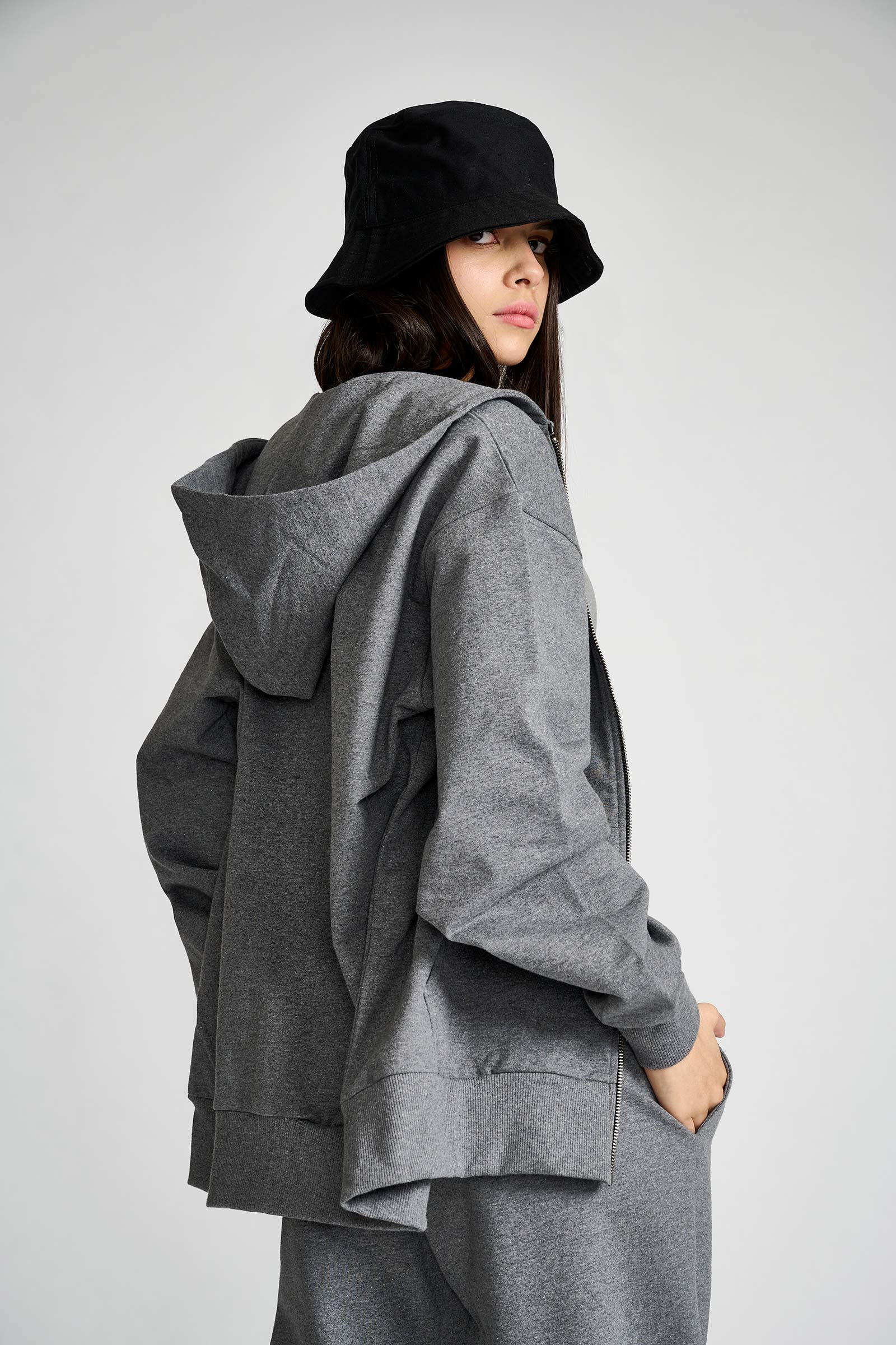 Dark Grey Melange Zipper - BonkersCorner