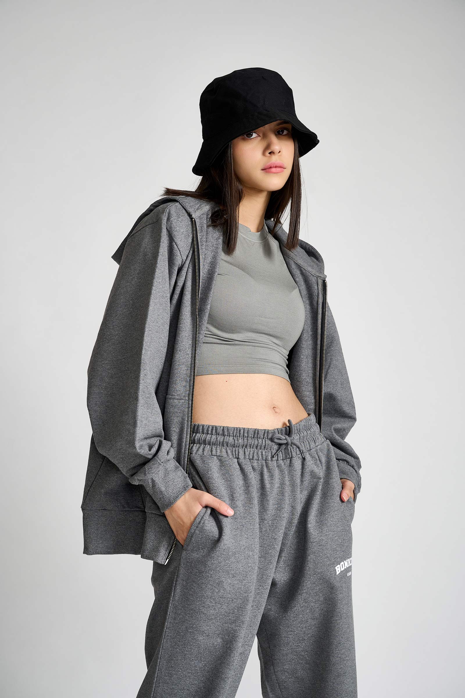 Dark Grey Melange Zipper - BonkersCorner