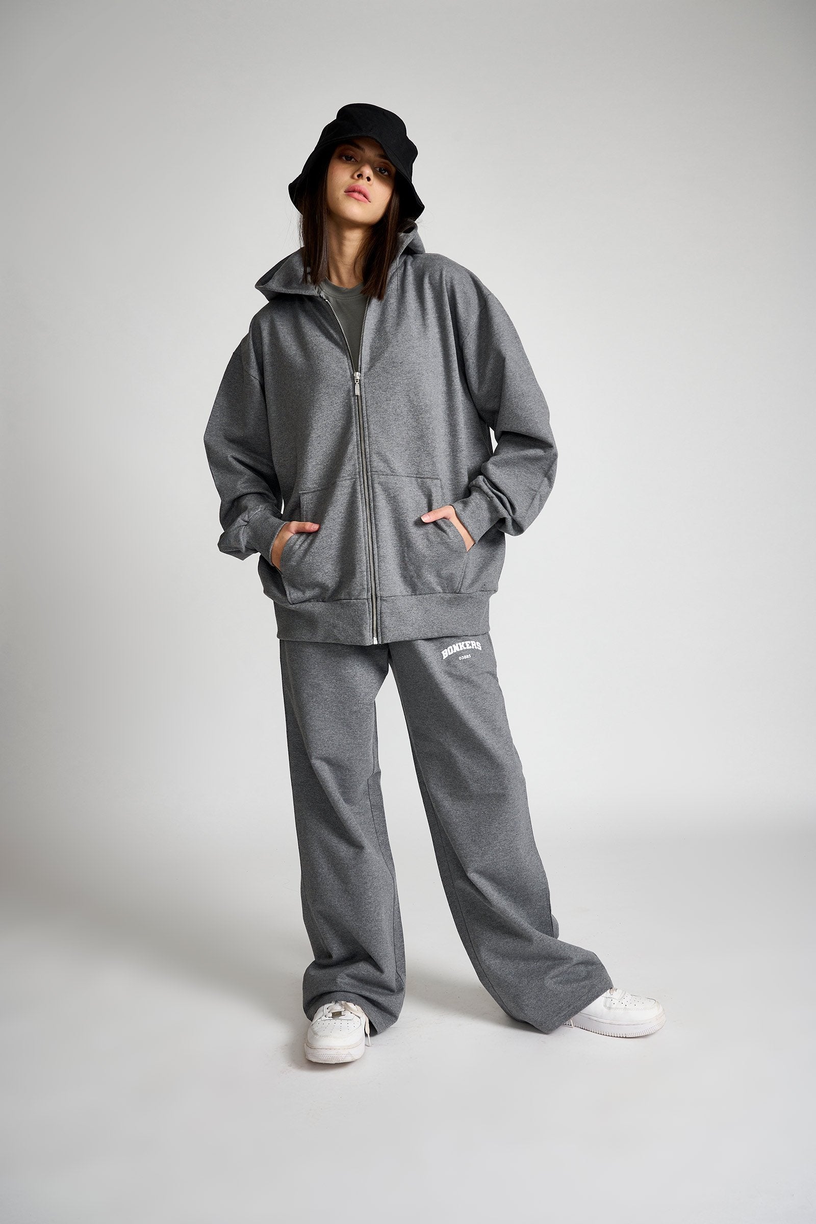 Dark Grey Melange Zipper - BonkersCorner
