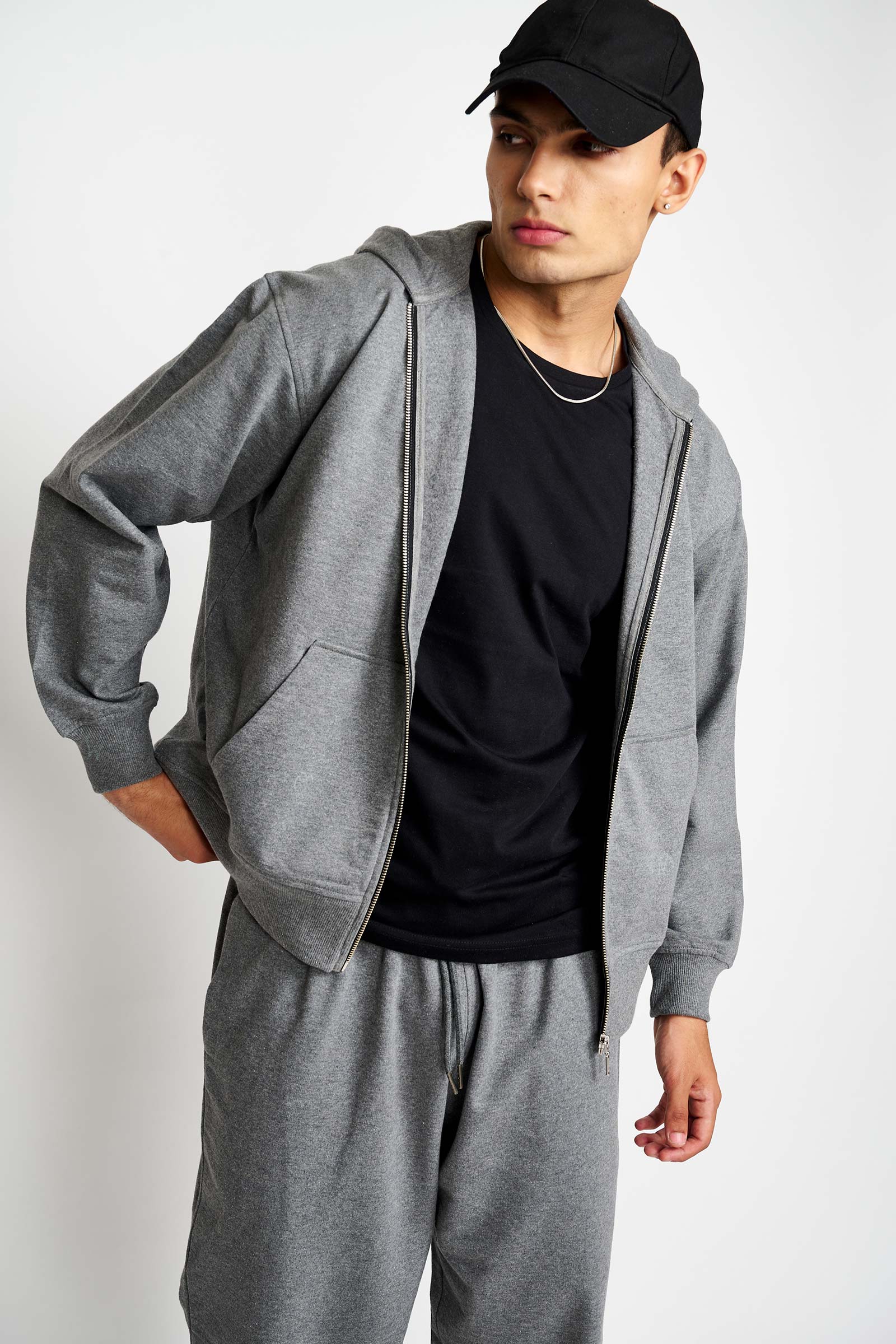 Dark Grey Melange Zipper - BonkersCorner