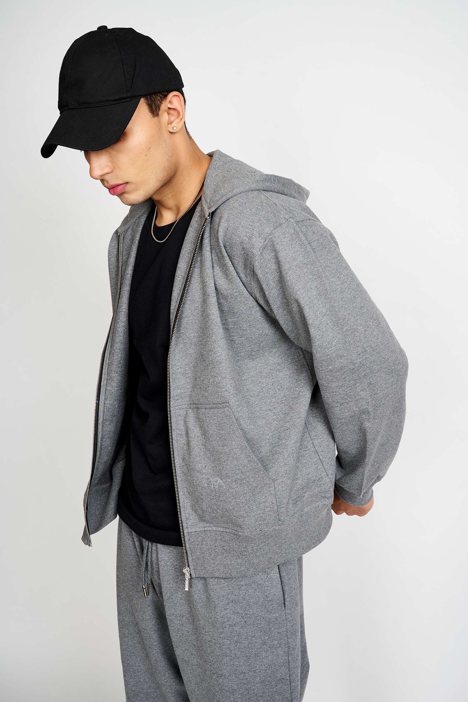 Dark Grey Melange Zipper - BonkersCorner