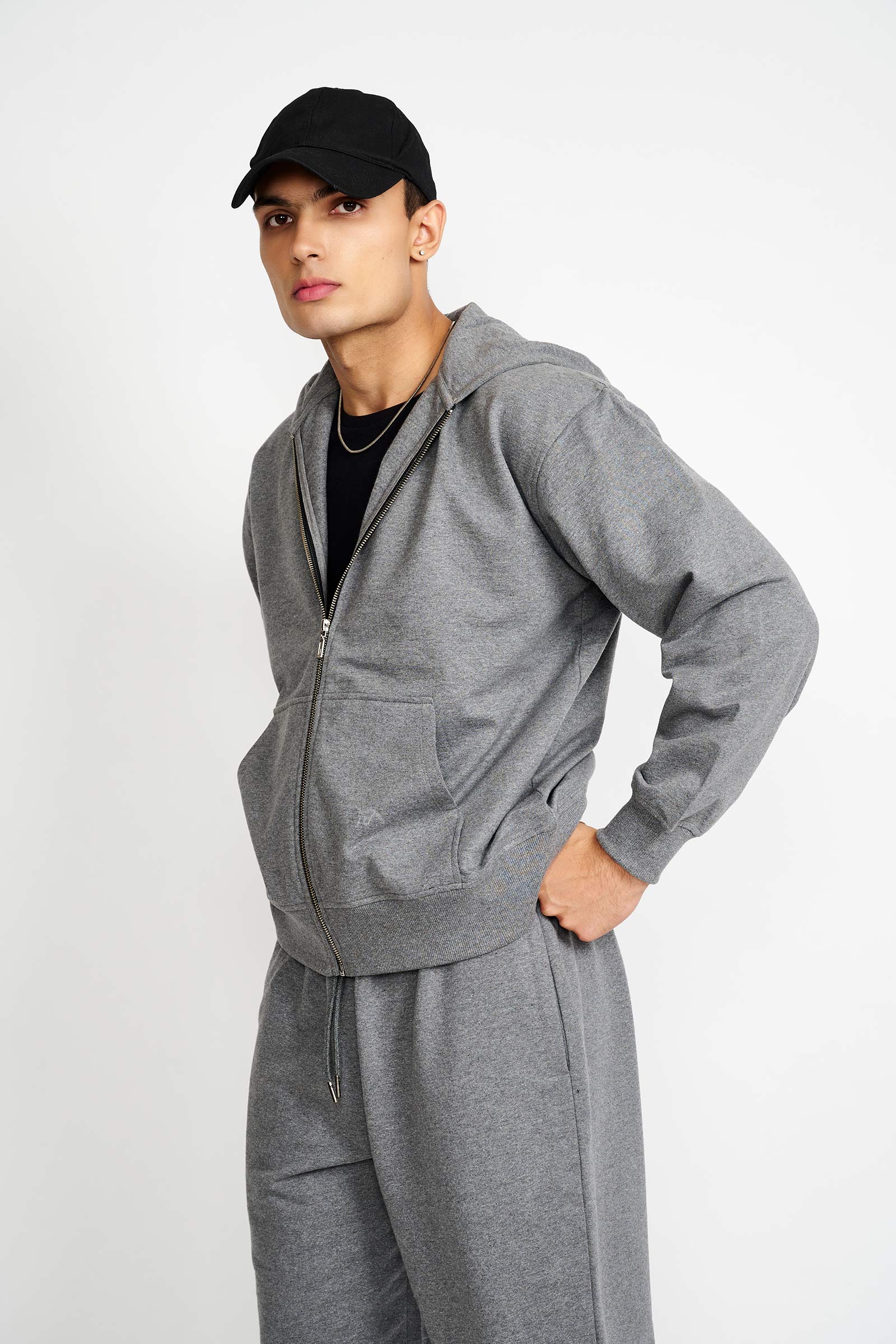 Dark Grey Melange Zipper - BonkersCorner