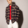 Dark Navy Blue Checkered Plaid Oversized Shirt - BonkersCorner