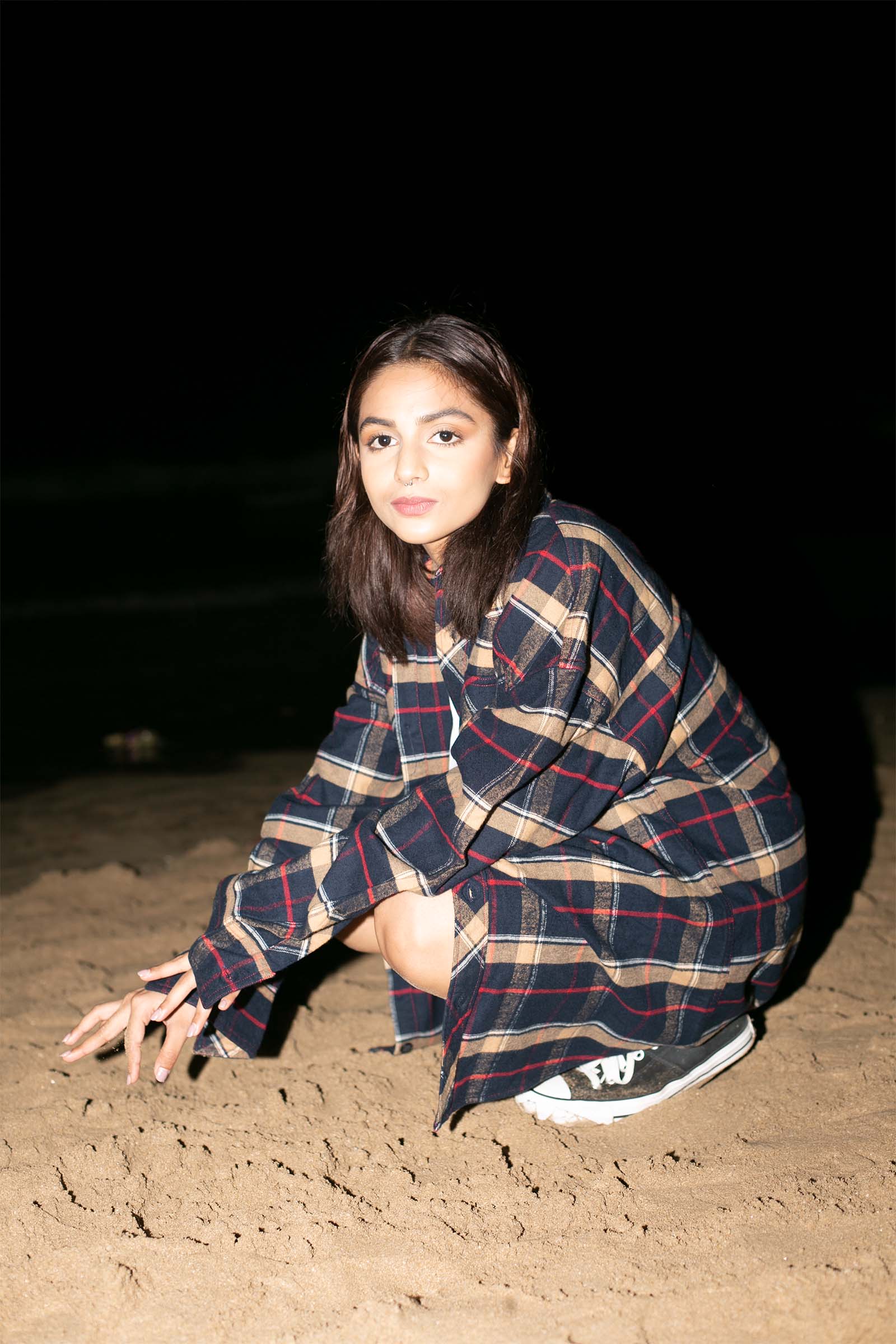 Dark Navy Blue Checkered Plaid Oversized Shirt - BonkersCorner