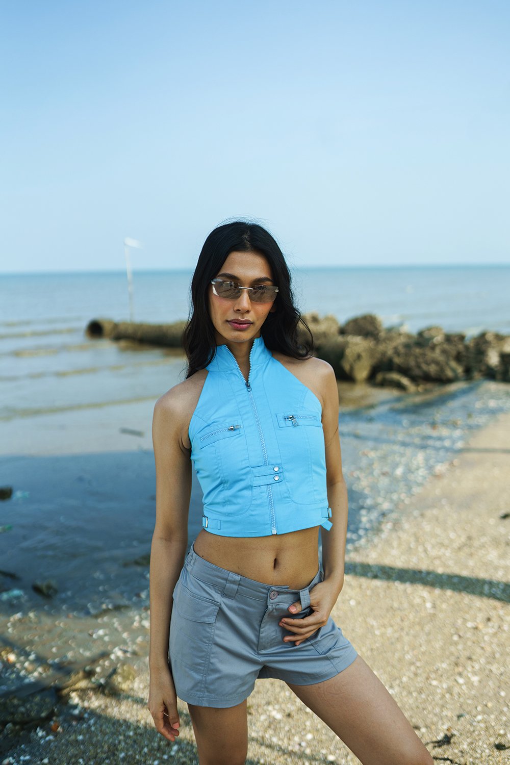 Deep Blue Utility Crop Top - BonkersCorner