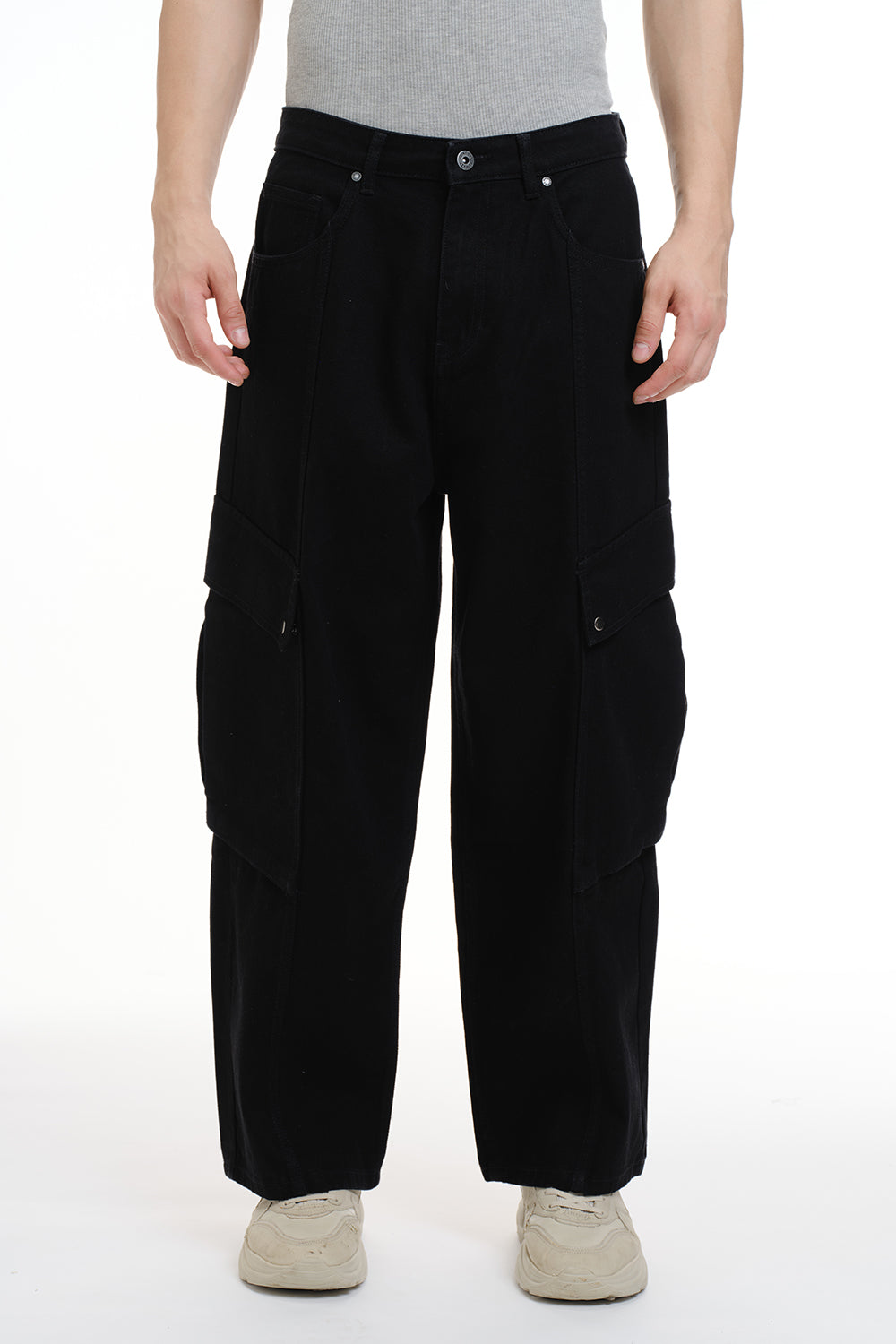 Black Cargo Denim Pants - BonkersCorner