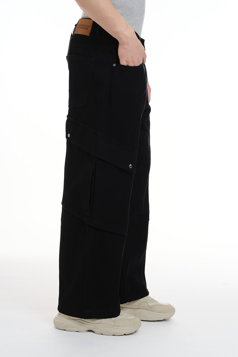 Black Cargo Denim Pants - BonkersCorner