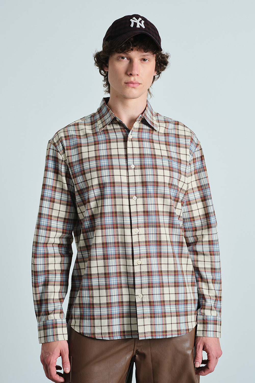 Frosted Blue Plaid Casual Shirt