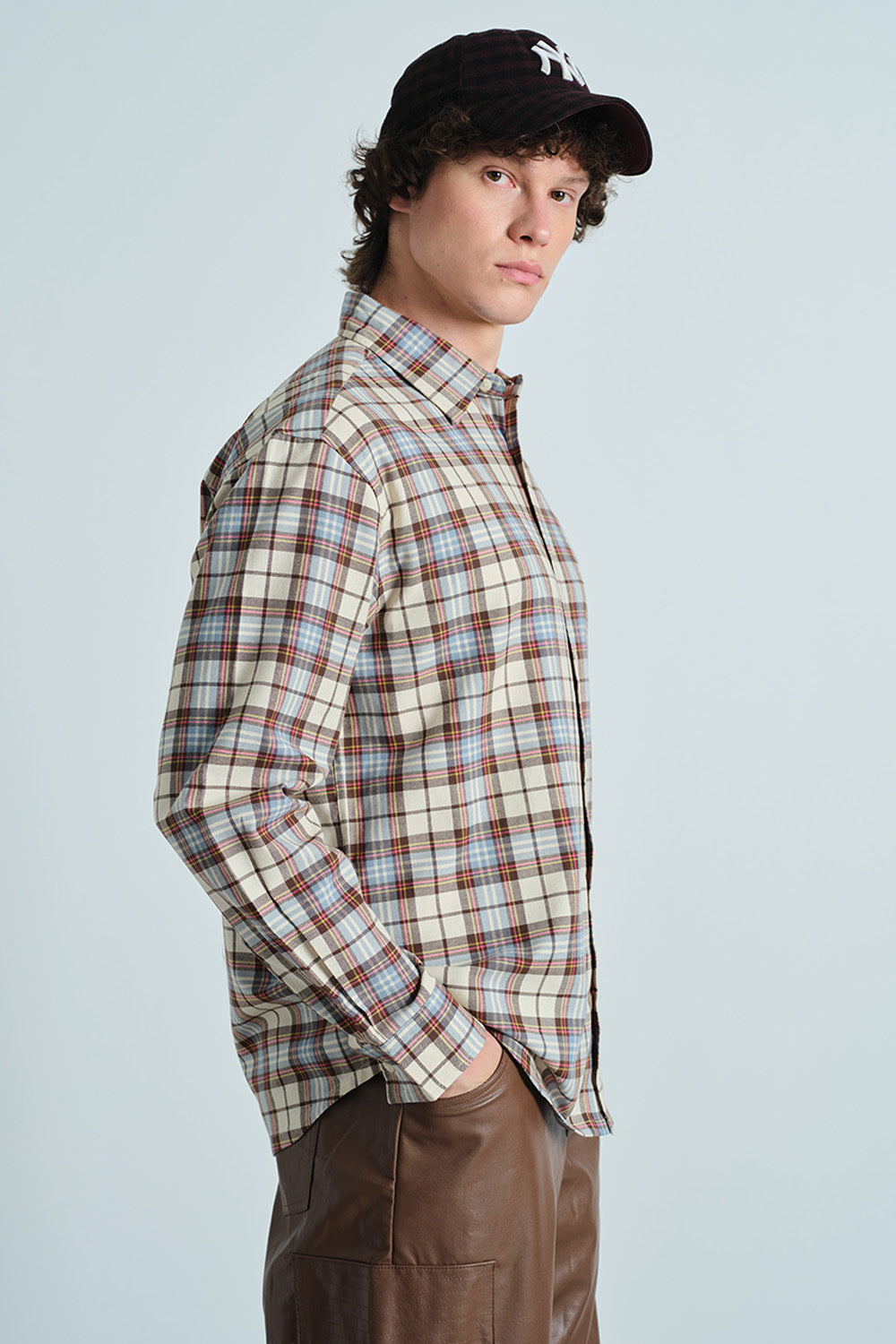 Frosted Blue Plaid Casual Shirt - BonkersCorner