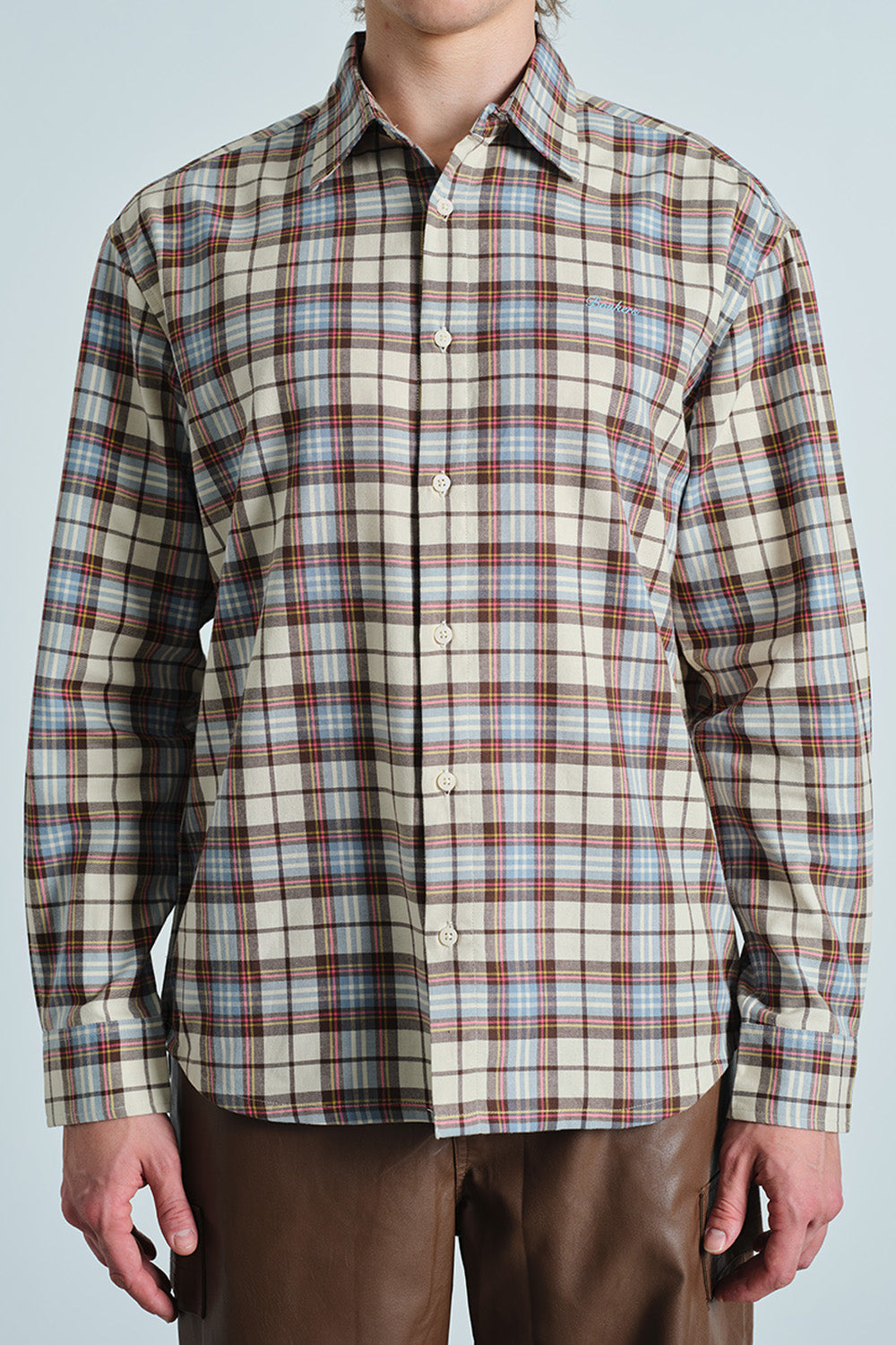 Frosted Blue Plaid Casual Shirt - BonkersCorner