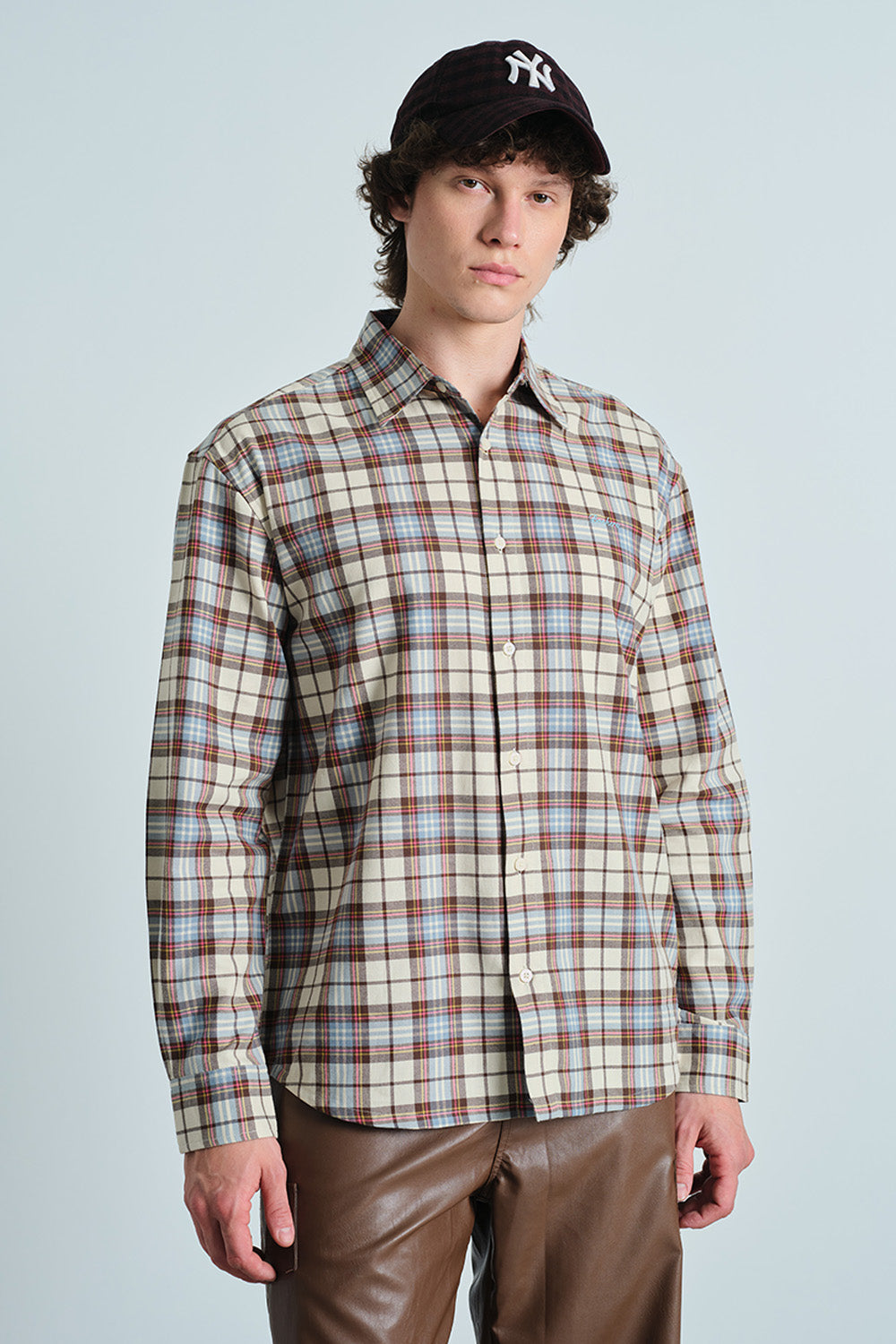 Frosted Blue Plaid Casual Shirt - BonkersCorner