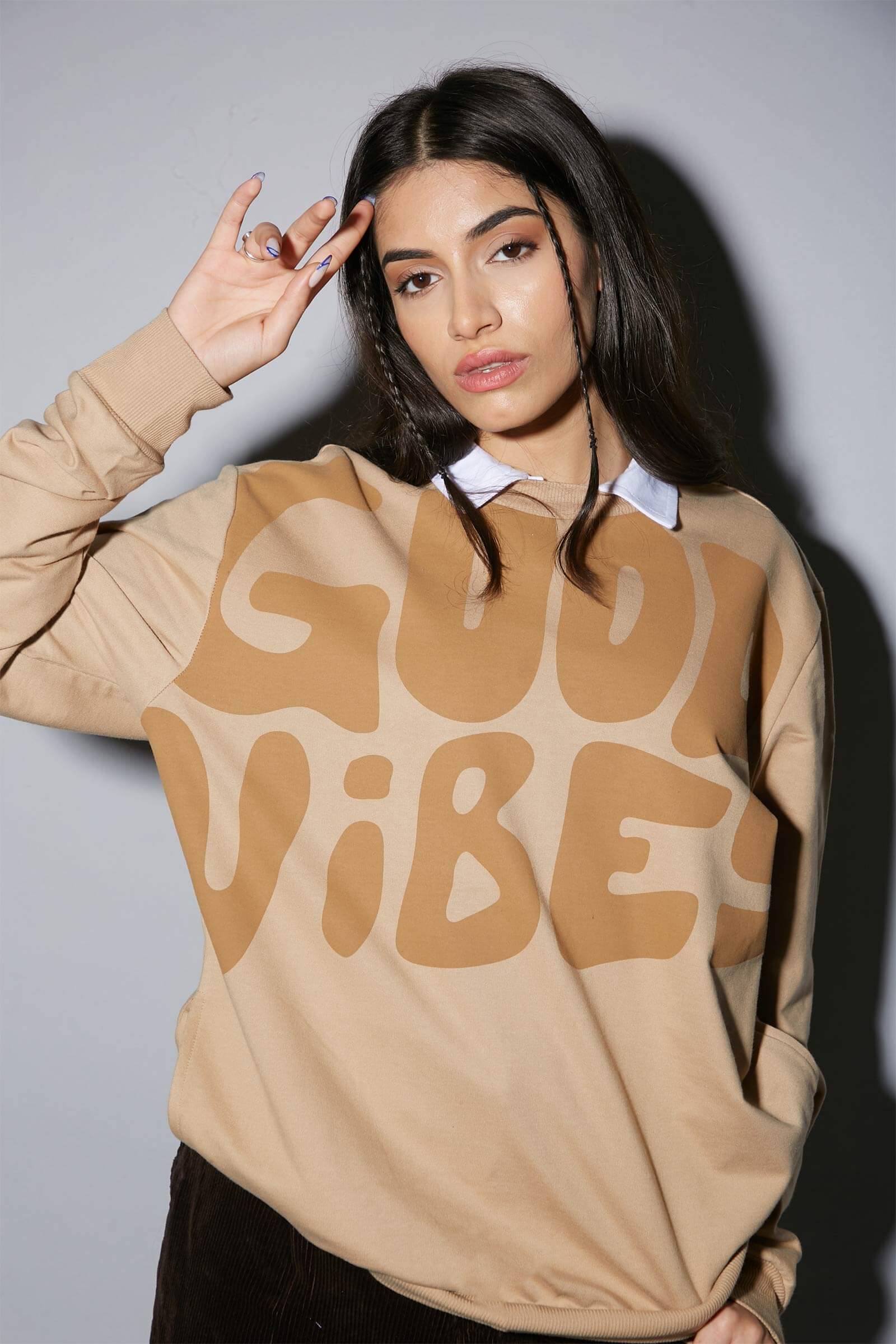 Good Vibes Oversized Heavyweight Sweatshirt - BonkersCorner