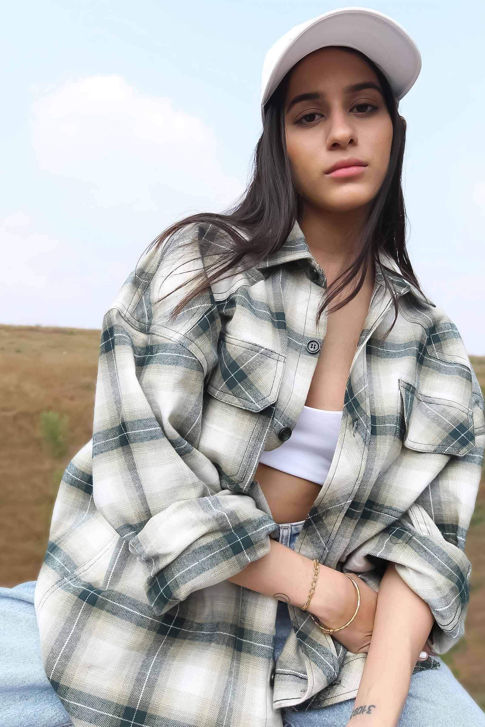 Green Plaid Flannel Oversized Shirt - BonkersCorner