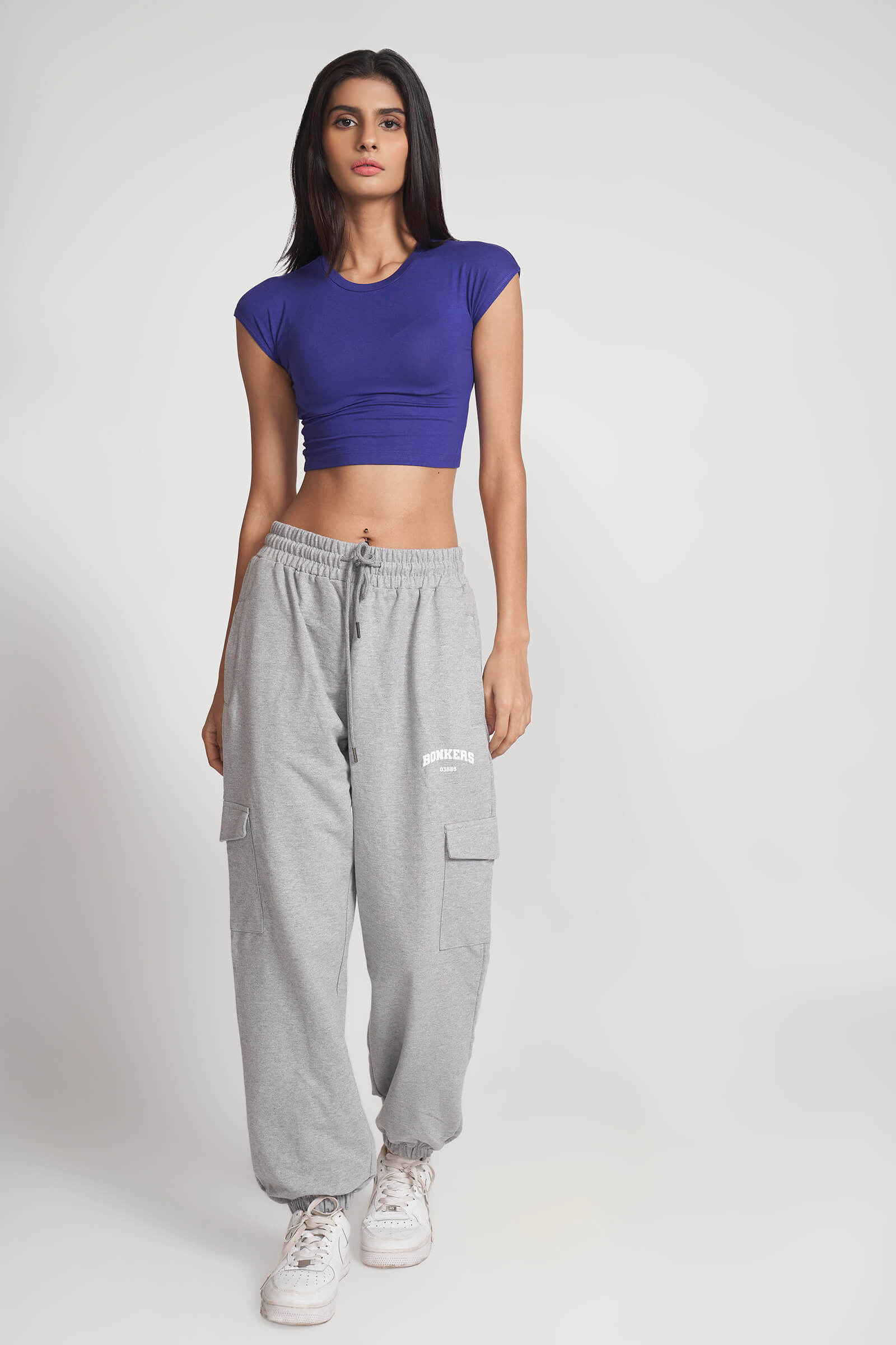 Grey Melange Cargo Pants - BonkersCorner