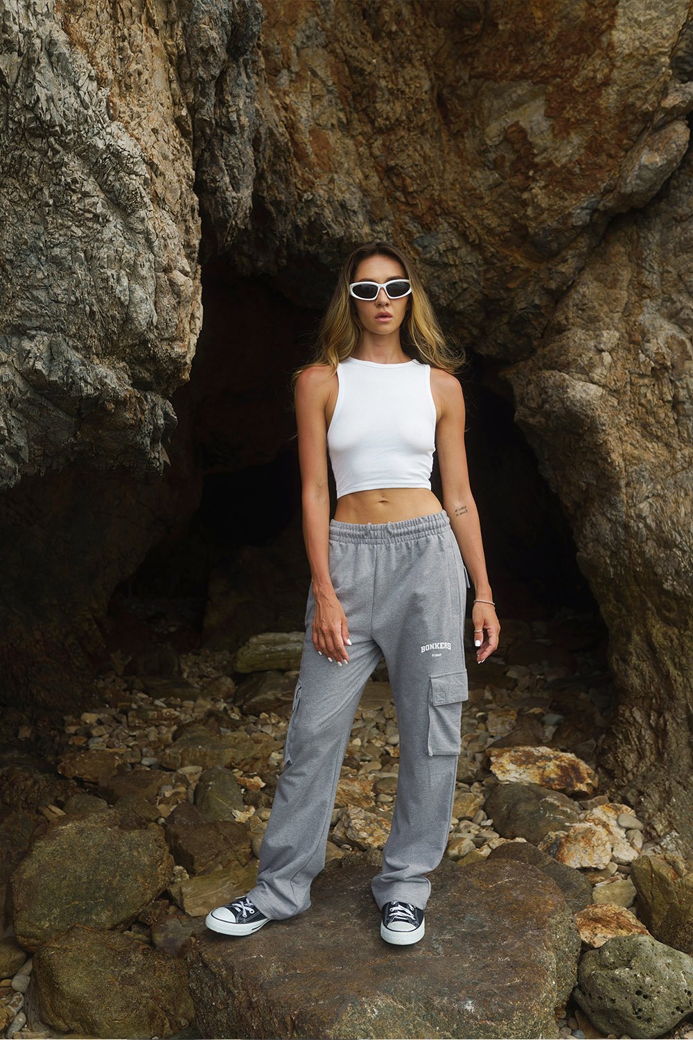 Grey Melange Utility Pants - BonkersCorner
