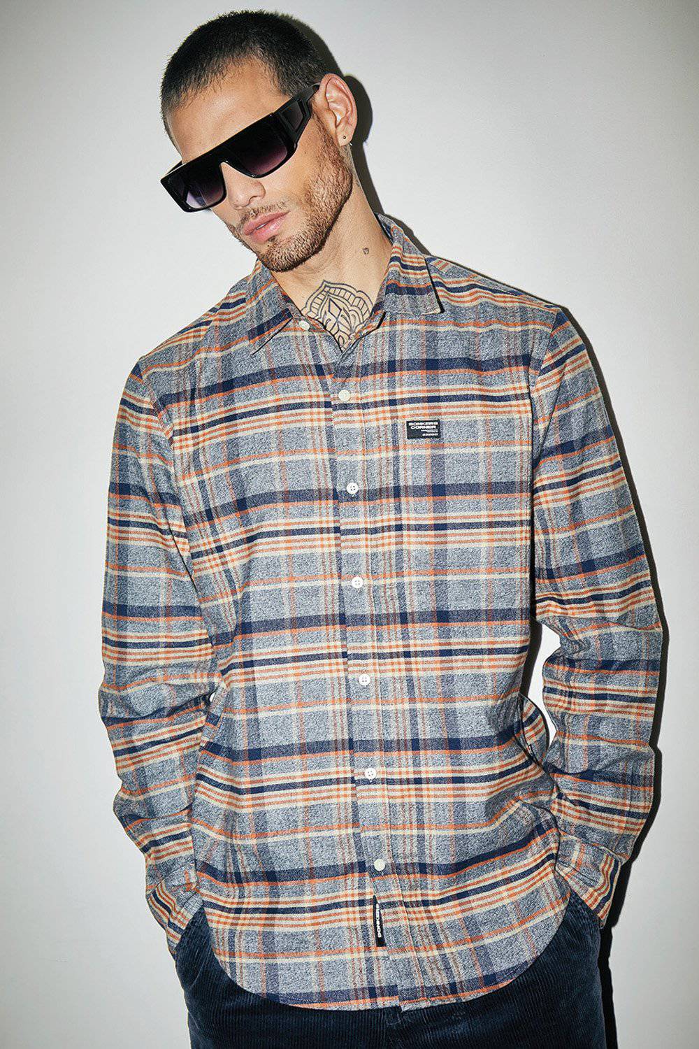Grey Orange Multi Colour Regular Fit Shirt - BonkersCorner