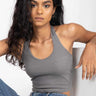 Grey Ribbed Halterneck - BonkersCorner
