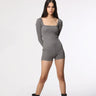 Grey Ribbed Playsuit - BonkersCorner