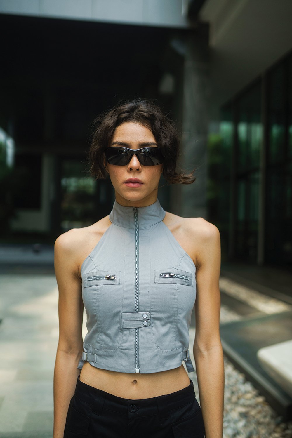 Grey Utility Crop Top - BonkersCorner