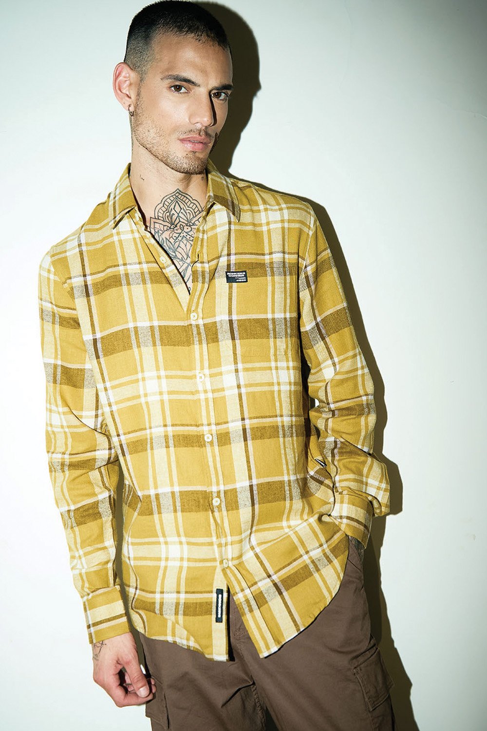 Honey Brown Plaid Regular Fit Shirt - BonkersCorner