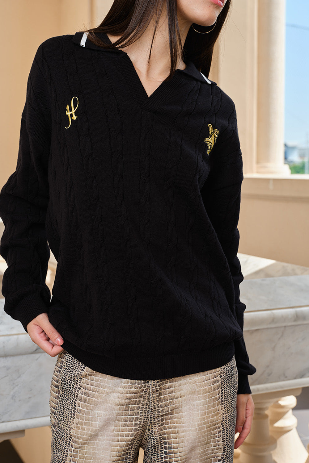 Hufflepuff Cable Knit Polo