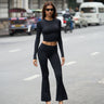 Jet Black Fold Over Pants - BonkersCorner
