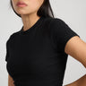 Jet Black Ribbed Crop Top - BonkersCorner