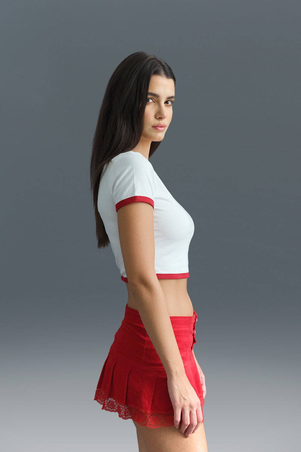 Just A Girl Ringer Crop Top - BonkersCorner