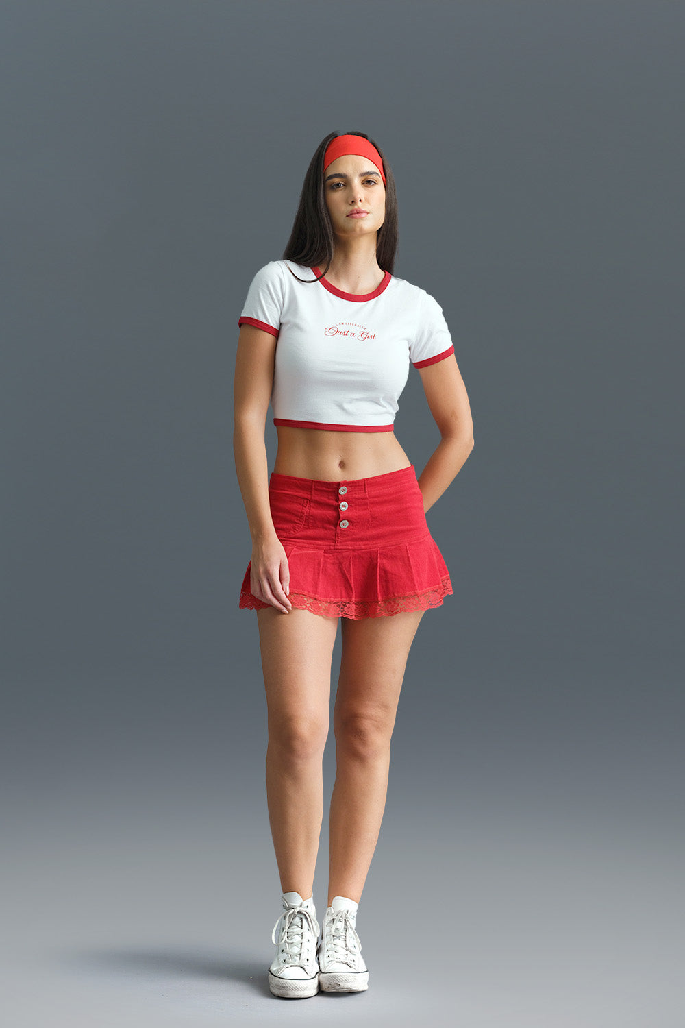 Just A Girl Ringer Crop Top - BonkersCorner