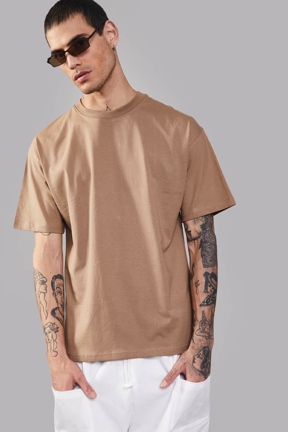 Khaki Heavyweight Oversized T-shirt - BonkersCorner