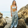 Light Blue Satin Backless Top - BonkersCorner