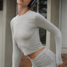 Light Heather Grey Full Sleeves Top - BonkersCorner