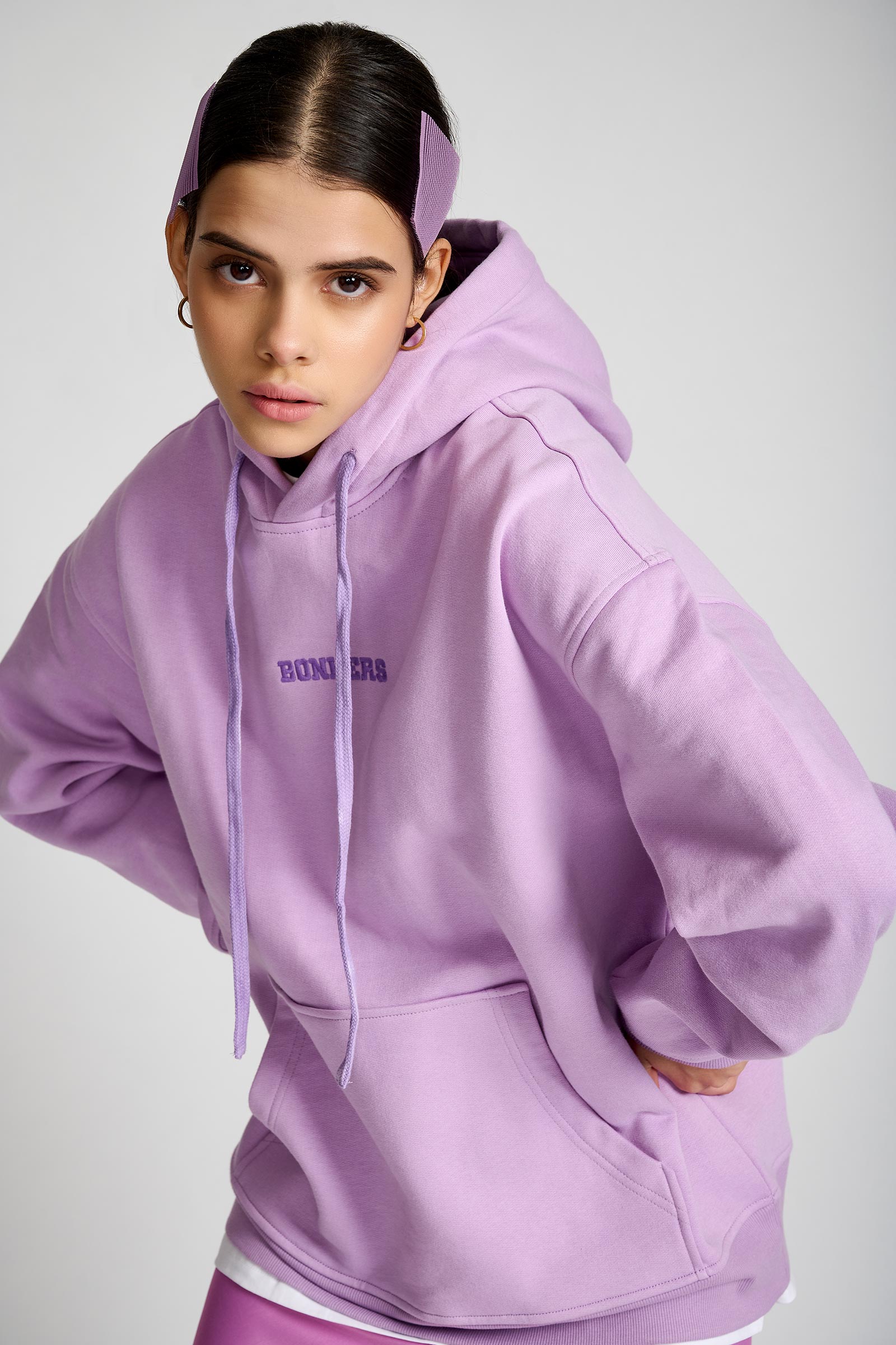 Lilac Signature Oversized Heavyweight Hoodie (Fleece) - BonkersCorner