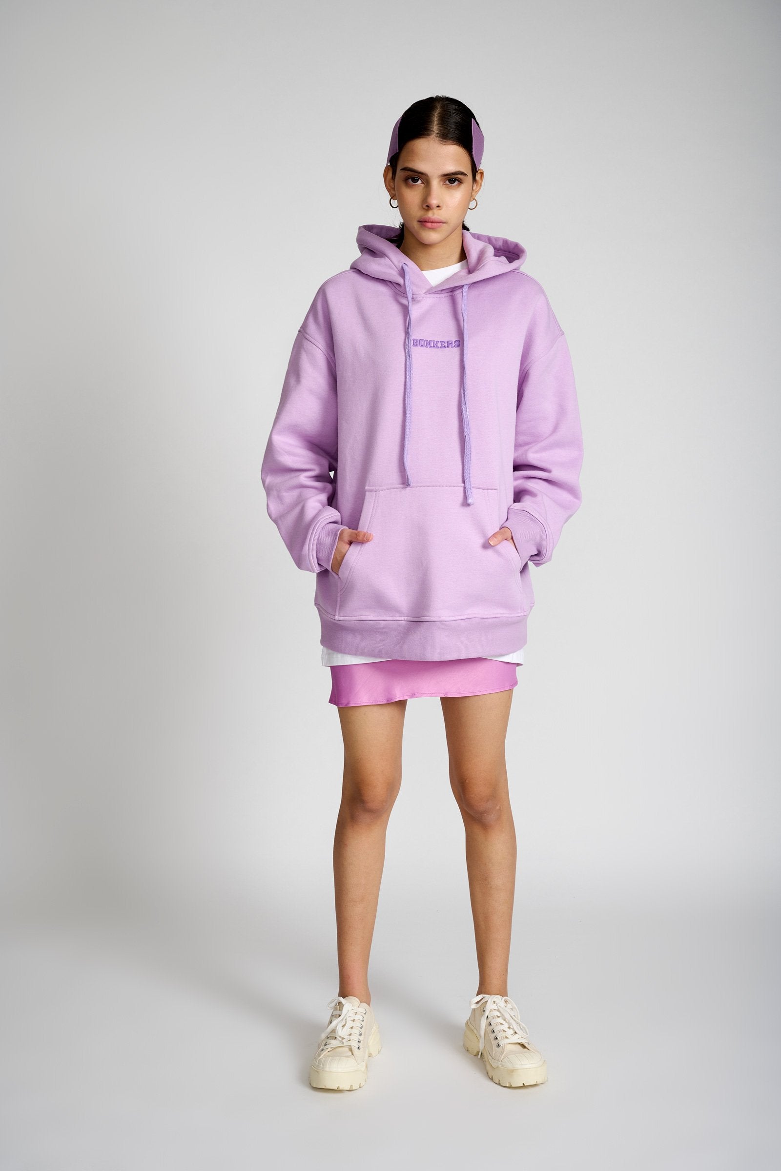 Lilac Signature Oversized Heavyweight Hoodie (Fleece) - BonkersCorner